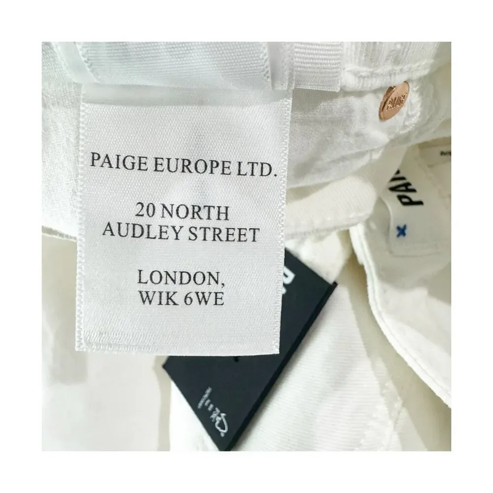 Paige Cindy High Rise Straight Leg Jeans Tonal Ecru White Size 33 NWT
